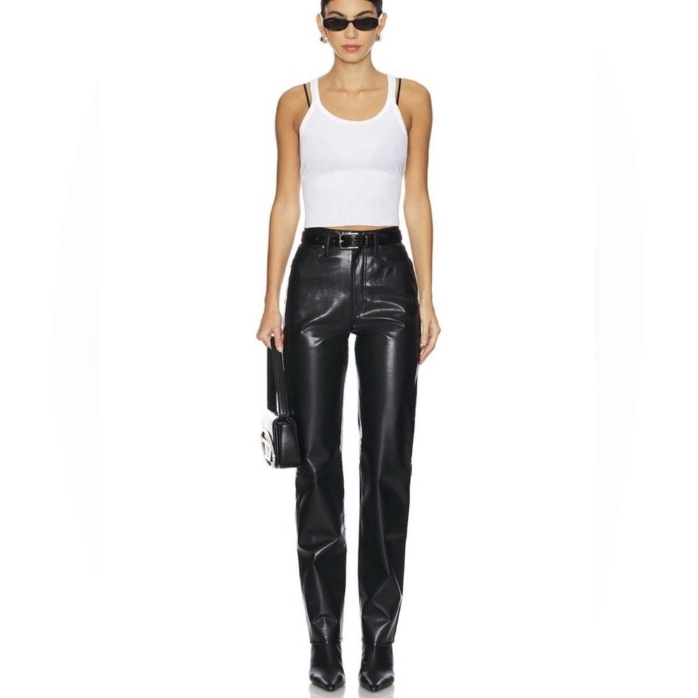 Agolde Pinch Waist Recycled Leather Pants 90s Black Carbon Anthropologie Size 29